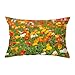 Epinki 30x50cm Kissenbezüge, 1Pcs Sitzkissen mit Mehrfarbig Blumen Muster in Polyester, für Sofa Schlafzimmer Büro Auto Dekoration, Polyester, Grün Rot Orange
