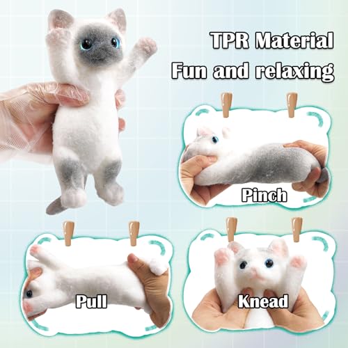 Image of Big Hand Painted Cat Squishy Toys,Large Cute Ultra Soft Kitty Squeeze Fidget Toys for Stress Relief ,Kawaii Squishies Sticky Animal Toys for Adults Kids,Decompression Sensory Balls Toys for Autism