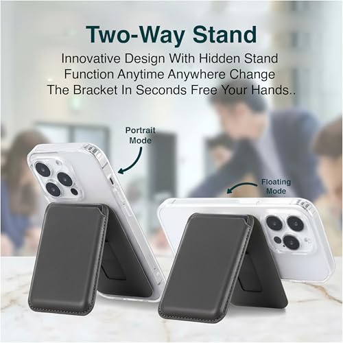 Image of Wayona for MagSafe Wallet with Stand for iPhone 17 /16 /15 /14 /13 /12 Series and Samsung Galaxy Phones, Vegan Leather Magnetic Card Holder, Holds 2 Credit Cards