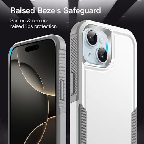 Image of KARWAN Shockproof Back Case Cover Compatible with iPhone 14 Plus, Heavy Duty Case with 360 Degree Camera Protection, Dual Layer Rugged Bumper Protection Cover with Matte Finish (White)