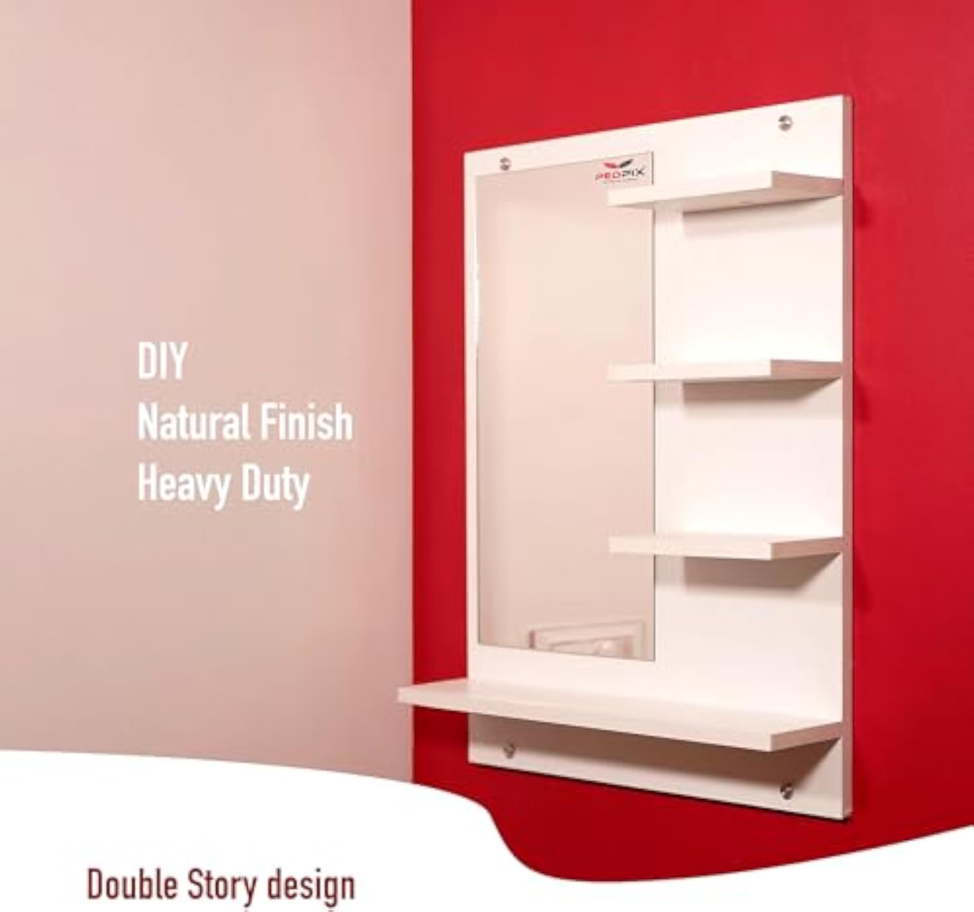 PEDPIX Engineered Wood Dressing Table with Rectangular Mirror, White Finish