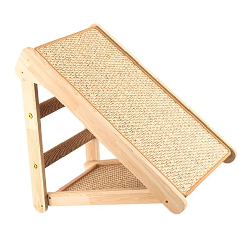 Rascador de Madera en Forma de L con Base de Sisal para Gatos miniatura 1