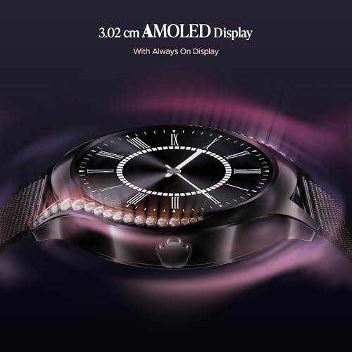 Image of Boat Enigma Gem Women's Luxury Smart Watch w / 1.19 inch (3.02cm) AMOLED Display, Emergency SOS Live Location Sharing, Female Wellness, Watch Face Studio, BT Calling, Watch for Woman (Metallic Black)