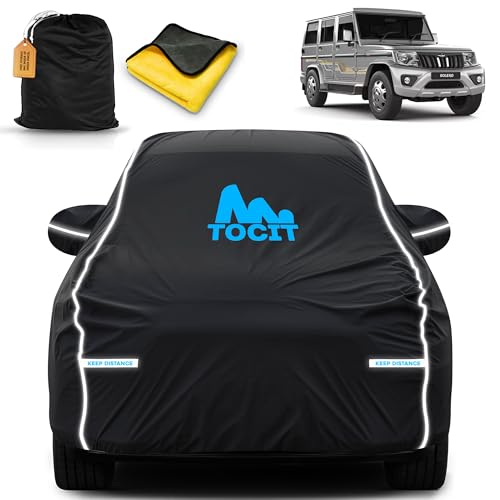 Image of Bolero Waterproof Long Life Car Cover with Safety Glow Reflective Strap, Premium Velvet Velour Fabric, Soft & Stretchable, Machine Washable, Tri-Stitch Custom Fit with Mirror Pocket