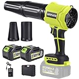 Uinnate Leaf Blower Cordless with 2 Battery and Charger, Electric Blowers for Lawn Care & Garden, 21V 4000mAh Battery Powered Leave Blowers, Lightweight Handheld Blower for Patio, Car, Dust, Driveway