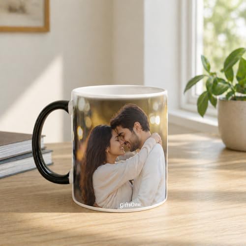 Image of Personalized Magic Mug - Custom Photo, Name & Quote Ceramic Mug - Birthday, Anniversary, Valentine's Gift - 325ml Color Changing Mug for Girlfriend, Boyfriend, Husband