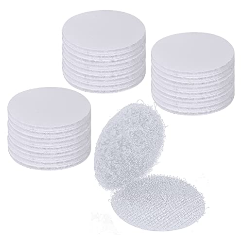 Fantasyon 24 Pairs 1 Inch Round Hook and Loop Dots Double Sided Self Adhesive Tape White Hook and Loop Fasteners Nylon Sticky dots for Home Office Wall Decor Carpet Gripper Tools