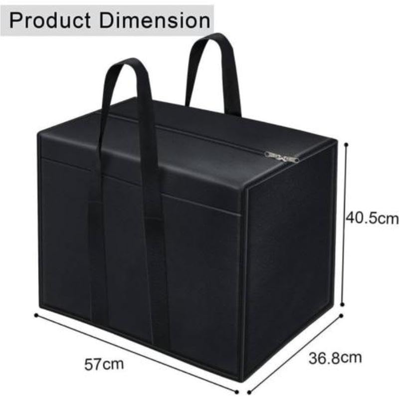 QUAIL Moisture Proof Multi-Purpose Blanket Storage Bag, Clothing Storage Organizer, Toy Storage, Stationery Paper Storage Bag with Zipper & Strong Handle (Black, Pack of 3) 4
