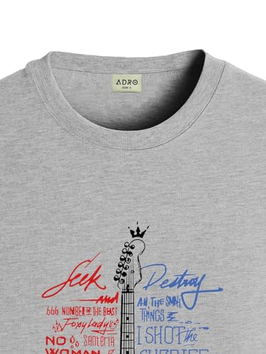 Image of ADRO Guitar Design Printed T-Shirt for Men - 100% Cotton, Regular Fit, Soft Breathable Fabric.