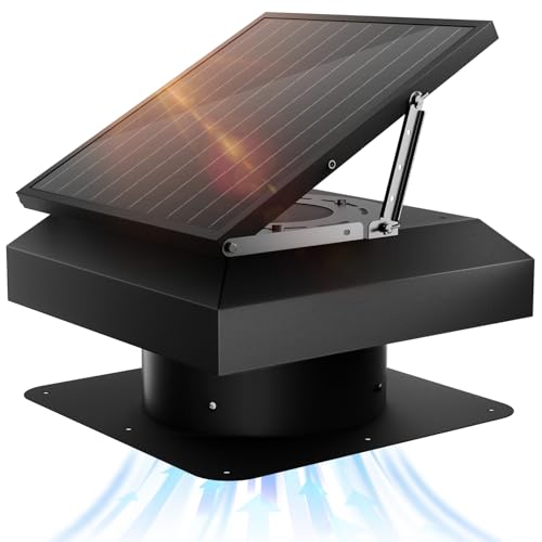 Hon&Guan Solar Attic Fan with Thermostat, 40 Watt Solar Roof Vent...
