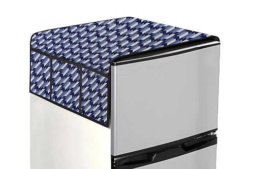 Image of The Furnishing Tree Fridge Top Cover Compatible for Samsung RT37C4512BX /HL, 322 LTR WxL 65x111 in CM Symmetric Pattern Blue