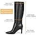 GENSHUO Women Wide Calf Knee High Boots 3 Inch High Heel Pointed Toe Long Boots Fashion Trendy Winter Dressy Shoes for Party,Night out, Date, Dancing Black Size 7.5