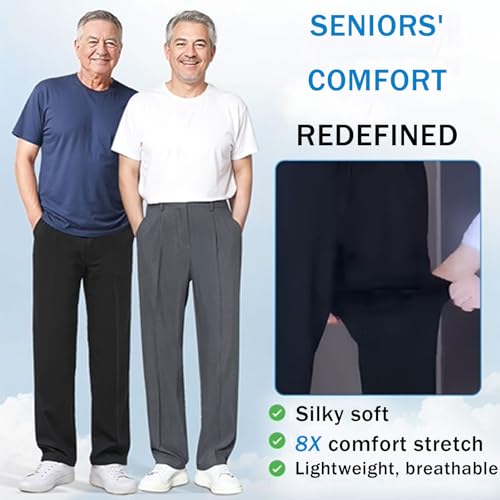 2025 New Fleurosta Stretch Waist Ice Silk Pants,Ultra Stretch Ice Silk Comfort Everyday Pants,All-Day Comfort2