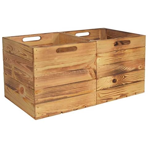 CHICCIE 2 Set Kallax Holzkiste Karl - Geflammt Aufbewahrungsbox 33x38x33cm Aufbewahrungskorb Holzbox Holz Regal Cover