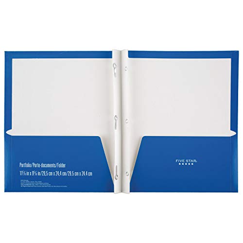 Five Star 2 Pocket Folders With Prong Fasteners, Folders With Pockets, Black, Red, Blue, Green, 4 Pack (38105) #TOP4