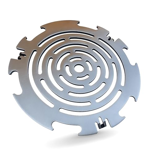 Becker Design® Grillrost & Grilleinsatz für Feuerplatte ⌀ 20cm (MADE IN EUROPE) Silber - Grillaufsatz Feuertonne & Kugelgrill (rund) legierter Stahl mit Feuerloch (Zubehör) - Grill Plancha 6mm Stärke