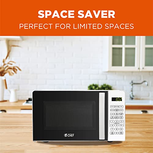 Commercial Chef 0.7 cu. ft. Countertop Microwave Oven - 700 Watts, Small Compact Size, 10 Power Levels, 6 Easy One Touch Presets with Popcorn Button, Removable Turntable, Child Lock - Thumbnail 4