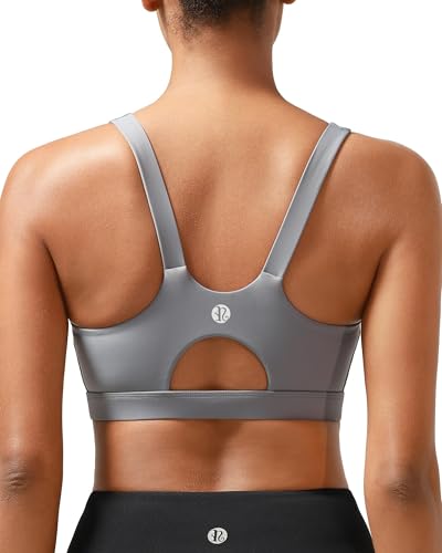 RUNNING GIRL Sports Bra for Women High Support, Molded Cup High Impact Sports Bras for Women with Sewn in Pads_RG_WX3026_Grey_S_AU