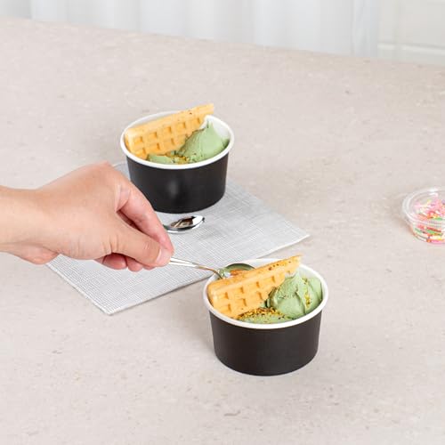 Image of Coppetta 8-Ounce Dessert Cups, 50 Disposable Ice Cream Cups - Lids Sold Separately, Sturdy, Black Paper Frozen Yogurt Bowls, For Hot And Cold Foods, Perfect For Gelato Or Mousse - Restaurantware