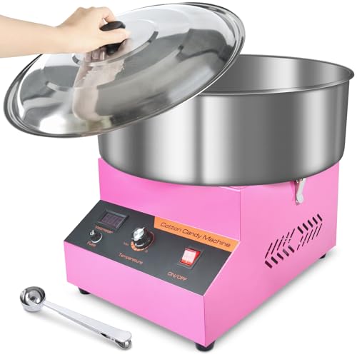 Image of Cotton Candy Machine Commercial, Upgraded 1000W Efficiently Cotton Candy Maker with Stainless Steel Bowl, Bowl Cover, Sugar Scoop, Easy & Safe to Use, Candy Floss Maker for Home, Party, Festival