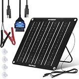 ECO-WORTHY Solar Battery Charger, 10W 12V Trickle Charger Maintainer with Upgrade OBD, Portable Bracket, Waterproof Solar Panel for RV, Motorcycle, Truck, Boat, Mower, Trailer, ATV