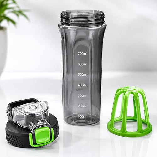 Image of Zyro Premium Tritan Water Bottle 700ml | BPA Free, Leakproof Flip Lock Lid, Wide Mouth Sports Bottle with Cyclone Mixer | Gym, Fitness, Office & Travel Water Bottle (Pack Of 1,BlackGreen)