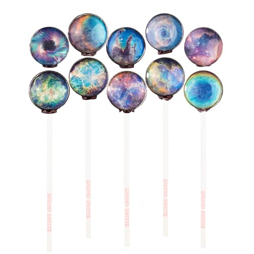 Sparko Sweets 10 Piece Big Bang Galaxy Lollipops Nebula Designs in Space Foil Gift Pack Large Sphere, Handcrafted in USA, 1.5 Pound