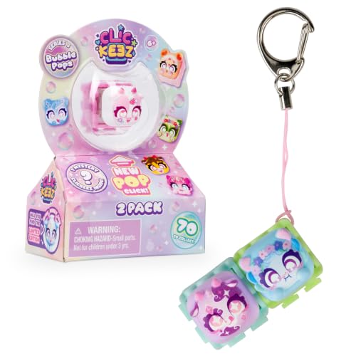 Clickeez Series 3 Bubble Pops 2-Pack | 2 Collectible Character Keyboard Keys Click and Clack | Create Your Own Keychain | Ages 6+