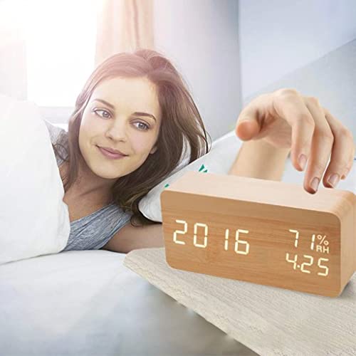 Slimme digitale wekker voor op het nachtkastje, rode LED USB-bureauklok, zwart on