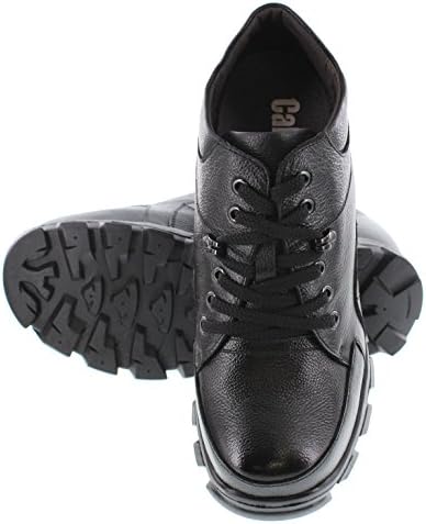 Calden Men's Invisible Height Increasing Elevator Shoes - Black Pebble Grain Leather Lace-up Boots - K107216 - Size 9 D(M) US - 5.2 Inches Taller | Image 3