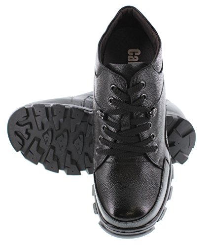 Image of Calden Men's Invisible Height Increasing Elevator Shoes - Black Pebble Grain Leather Lace-up Boots - K107216 - Size 12 D(M) US - 5.2 Inches Taller