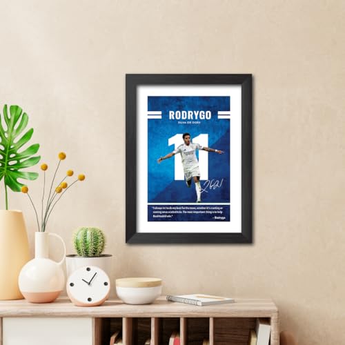 Image of TenorArts Rodrygo Quotes Poster Frame Real Madrid Laminated Photo Framed Painting with Matt Finish Black Textures (12 inches x 9inches)
