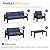 Wisteria Lane Aluminum Outdoor Patio Furniture Set, 7 Seats Modern Patio Conversation Sets, Outdoor Sectional Metal Sofa with 5 Inch Cushion and Coffee Table for Garden, Black Frame and Blue Cushion