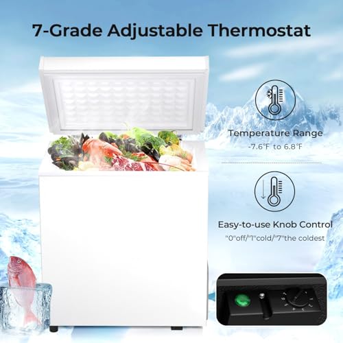 Image of Electactic Chest Freezer 2.0 Cubic Feet Deep Freezer with 2 Removable Baskets, Free Standing Top open Door Compact Freezer, Adjustable Temperature for Home Dorm, Bar, Basement, Kitchen