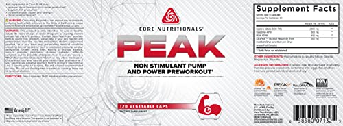Image of Core Nutritionals Peak, Non-Stimulant Preworkout with VasoDrive-AP and Peak ATP for Pumps and Endurance, (120 Count)