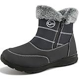 Diarilip Winter Snow Boots for Women: Lightweight Warm fur lined Ankle Boot Waterproof Zipper Booties for Outdoor Walking