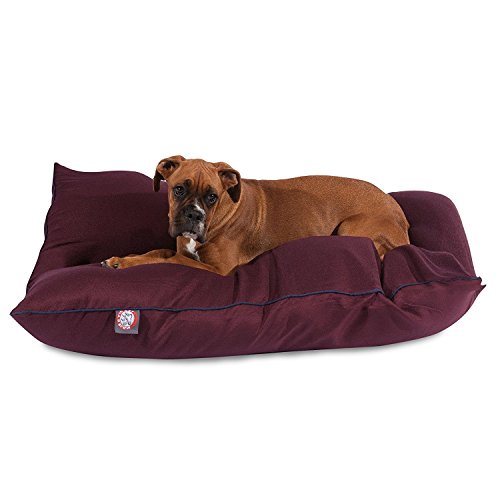 Image of Majestic Pet Rectangle Large Dog Bed Washable - Non Slip Comfy Pet Bed - Dog Crate Bed Super Value Pillow Dog Bed - Dog Kennel Bed for Sleeping - Dog Bed Large Breed 46 x 35 Inch - Solid Burgundy