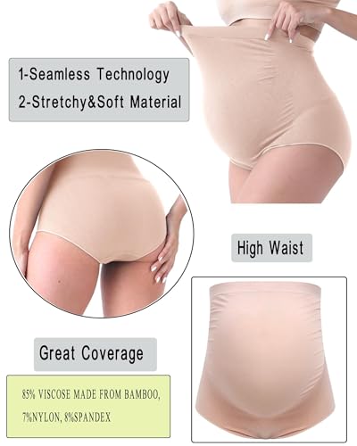 Image of Fashiol Women's High Waist Cotton Stretch Briefs | Full Coverage Maternity Panties | Ideal for Pregnancy & C-Section Recovery | Comfort Combo Pack | Pack of 2