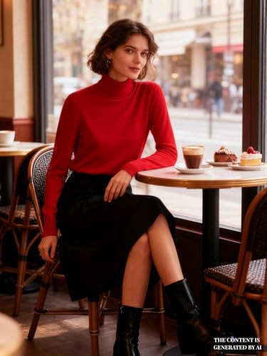 Image of DAIMIDY Turtleneck Sweaters for Women Long Sleeve Pullover Tops | Knitted Material| Soft, Warm and Breathable| High Resilience and Tensile Strength Design| Business Casual Tops| Dailywear