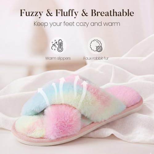 Image of Ankis Memory Foam Fuzzy Slippers for Women,Open Toe House Shoes