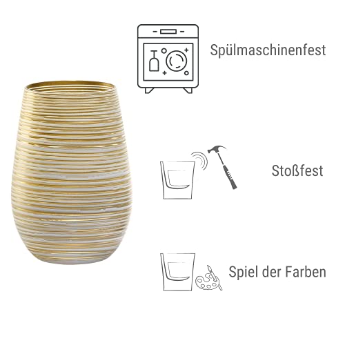 Stölzle Lausitz Twister Glazen 465 ml wit-goud I 6-delige set I glazen set vaatwasmachinebestendig I hoge schokbestendigheid I universele glazen als waterglazen, sapglazen, longdrinkglazen - Image 4