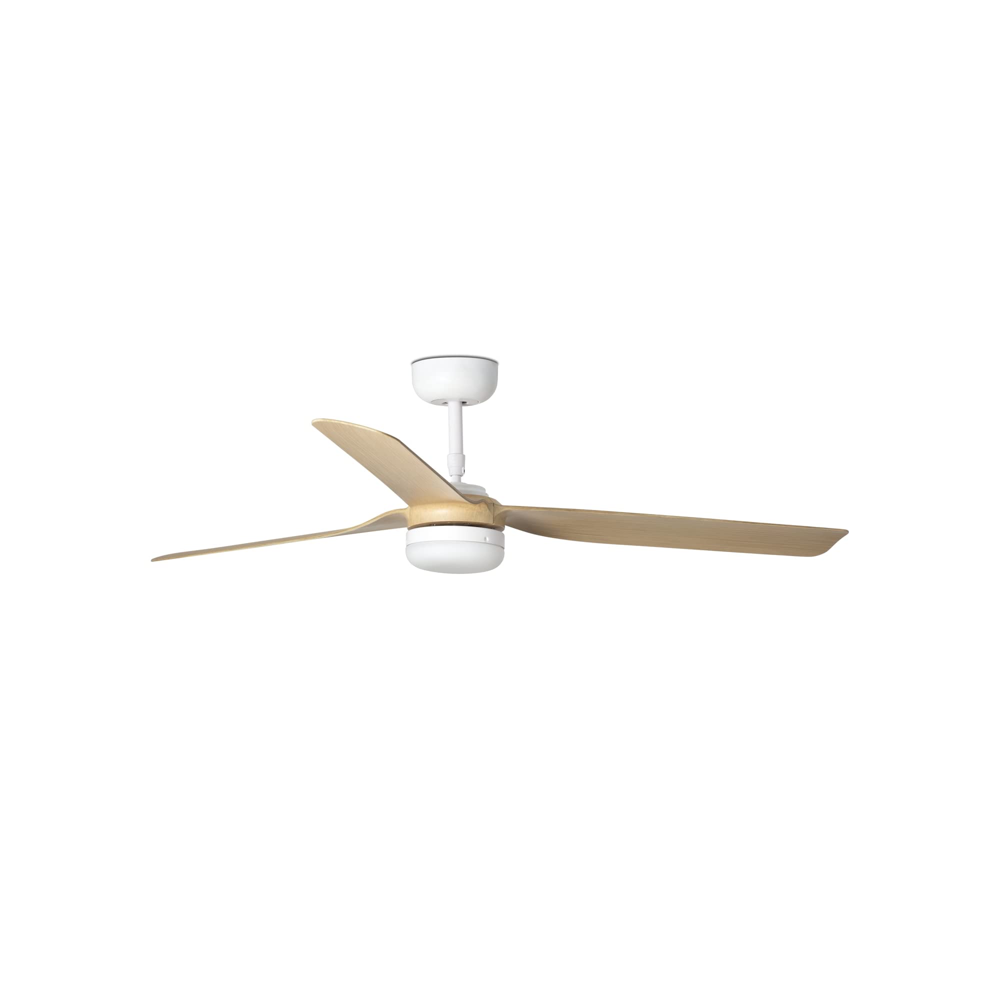 33816-20 PUNT LED Ventilatore da soffitto bianco/legno chiaro con motore DC, Faro Barcelona