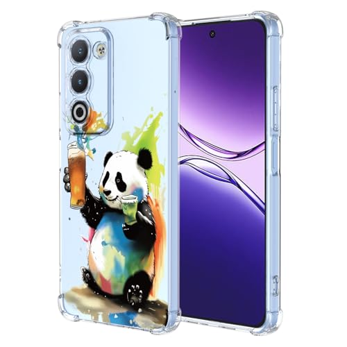 XINYEXIN Cover per Oppo A5 5G / 4G Trasparente Slim - Custodia per Cellulare TPU Antiurto, Serie di Graffiti Artistici Colorati e Cool, Disegno Carino - Panda