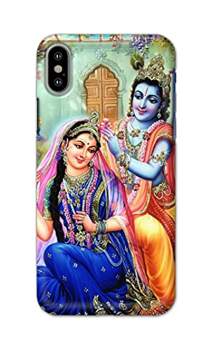 Image of Printed Hard Back Cover Case for Apple iPhone X | iPhone 10 | iPhone Xs | iPhone 10s Back Cover (Radha Krishna) -1803