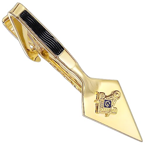 AMITER Masonic Tie Clip for Men 18K Gold Necktie Bar Personalized Gift for Freemason Husband Father Boyfriend