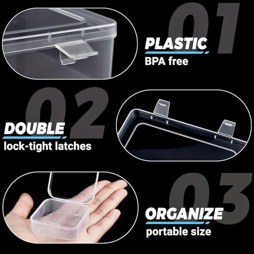 Image of Maxmartt 30 Pack Small Plastic Beads Storage Containers Box, Clear Bead Organizer Case with Snap-Tight Closure Hinged Lid for Storage Small Items, Beads, Crafts, Jewelry, Hardware