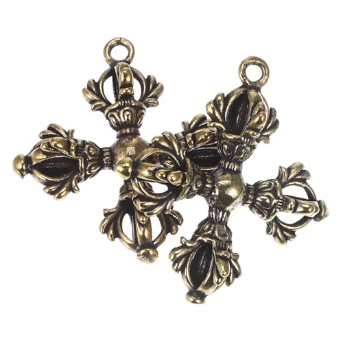 SOLUSTRE Set Da 2 Portachiavi Buddisti in Ottone Antico Ciondolo Pestello, Decorazioni Miniatura Religiose Per Feste e Arredamento, Accessori Artigianali Per Amici e Appassionati Fai Da Te