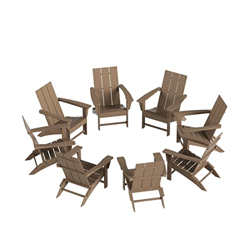 WO 8 Pieces of Folding Poly Lumber Adirondack Chairs, Foldable