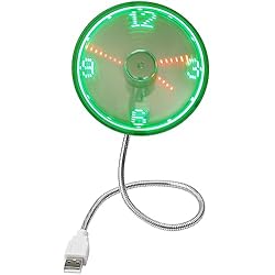 Reloj Ventilador TRIXES Reloj de Escritorio y Ventilador Portátil, Flexible, USB, con Pantalla LED