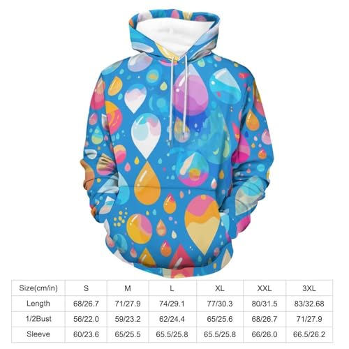 Sweat à capuche bleu rose gouttes d'eau style décontracté unisexe taille S - 3